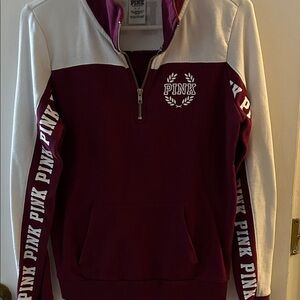 Victoria's Secret Pink Maroon and White Hoodie